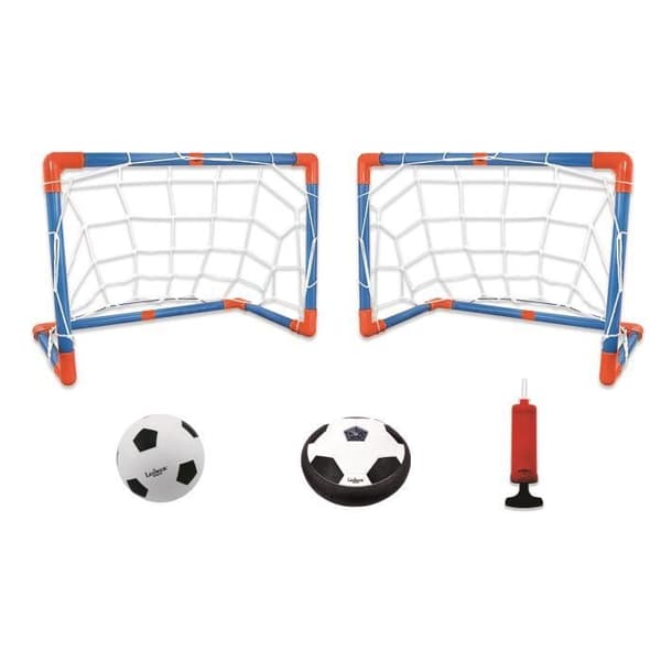 AeroFoot - Ljusande svävare fotbollsskiva med 2 målburar, 1 boll och en pump, uppladdningsbar
