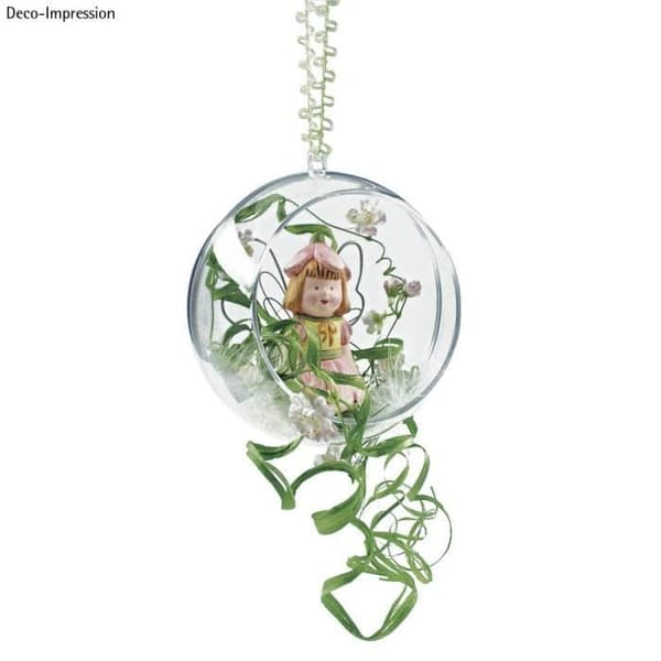 Plastkula för blomsterkonst, kristall, 2 delar, 12 cm