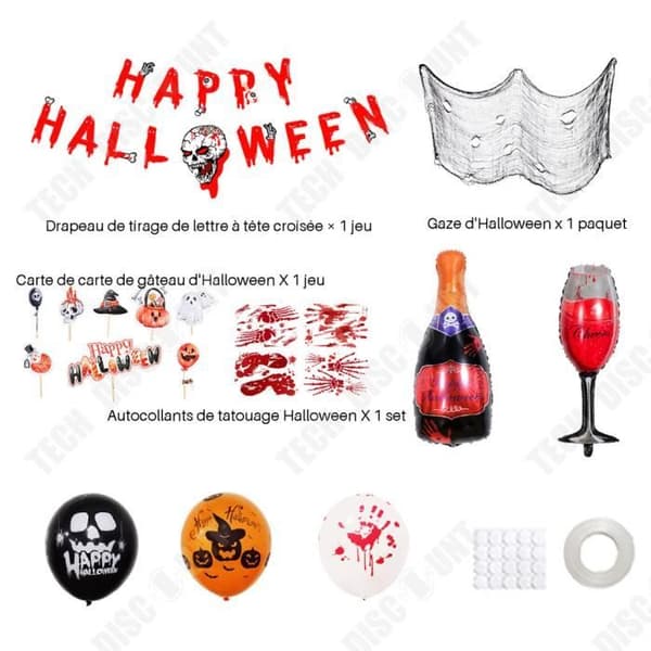 TD® Halloween Dekoration Ballong Set Mood Arrangement Vinglas Folie Set