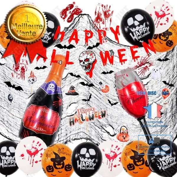 TD® Halloween Dekoration Ballong Set Mood Arrangement Vinglas Folie Set