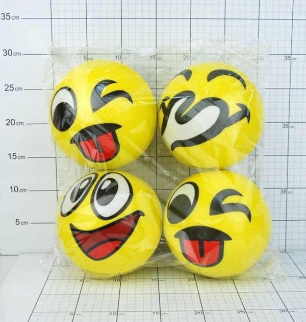 Boll - boules - boll Dromader - DRO-130-01292-0 - Mjuk boll 13 cm - smiley 4 st/paket 01292 12925