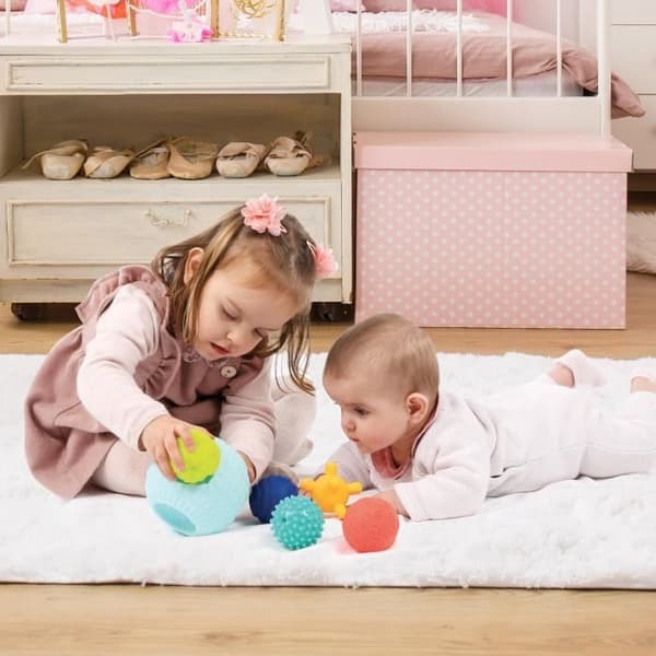 LUDI - 3D Puzzle Multi Balls for Baby - 6 sensoriska bollar - Väck bebis och utveckla motoriska färdigheter - från 6 månader