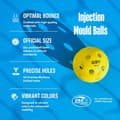 Miniatyrbild 2 av 3: Balle - boule - ballon Ozo - OZPB0018 - Pickleball - Set med 9 Inomhusbollar, 26 Hål, Injicerad Formning, Gul