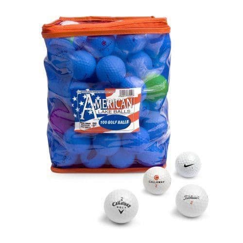 Förpackning med 100 återvunna American Lake golfbollar med PVC förvaringsväska - Second Chance