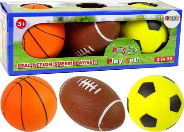 Balle - boule - ballon Leantoys - 11334 - Set med mjuka sportbollar 3 i 1 Fotboll Basket LEAN Toys