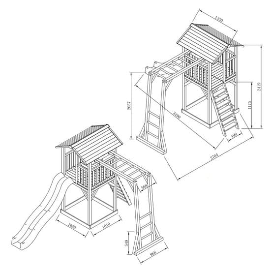 Axi - Beach Tower Grå/Vit Med Klätterställning - Vit Rutschkana
