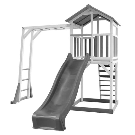 Axi - Beach Tower Grå/Vit Med Klätterställning - Grå Rutschkana