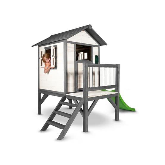 Sunny - Playhouse Lodge XL liukumäellä - harmaa/valkoinen
