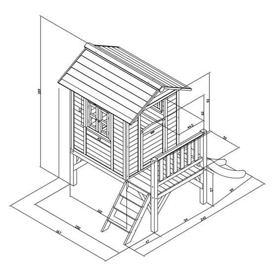 Axi - Legehus - Lodge XL Classic - Hvid Rutsjebane
