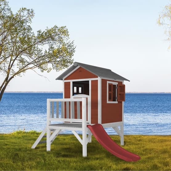 Playhouse Lodge XL Scandinavian Red - Red Slide