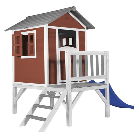 Playhouse Lodge XL Scandinavian Red - Blue Slide