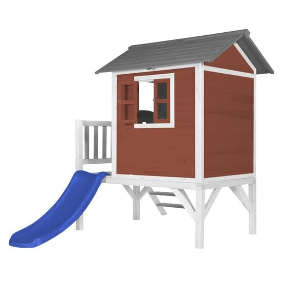 Playhouse Lodge XL Scandinavian Red - Blue Slide