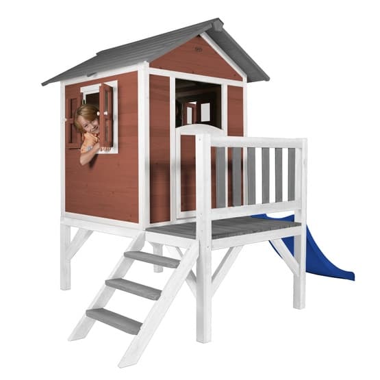 Playhouse Lodge XL Scandinavian Red - Blue Slide