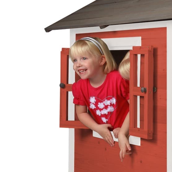 Playhouse Lodge XL Scandinavian Red - Blue Slide
