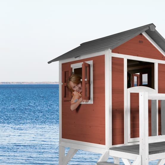 Playhouse Lodge XL Scandinavian Red - Blue Slide