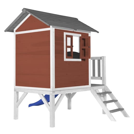 Playhouse Lodge XL Scandinavian Red - Blue Slide