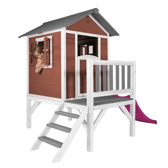 Playhouse Lodge XL Skandinavisk Rød - Lilla Rutsjebane