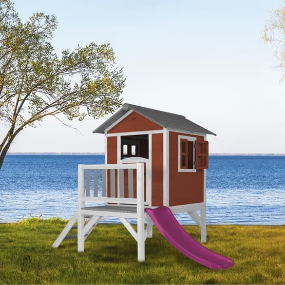 Playhouse Lodge XL Skandinavisk Rød - Lilla Rutsjebane