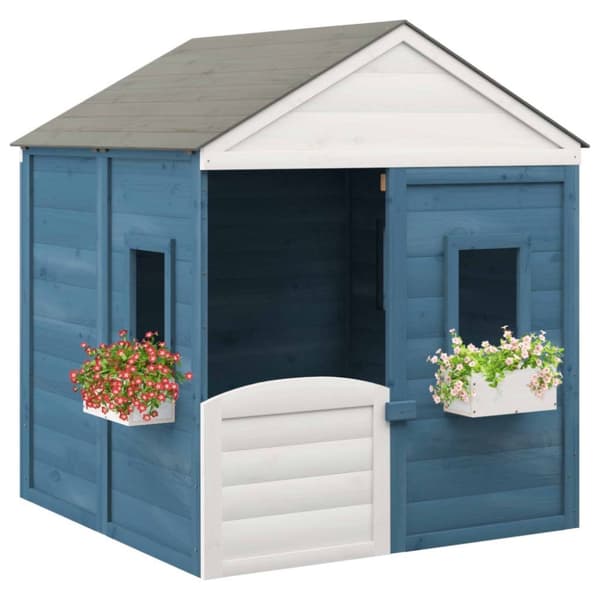 vidaXL Lekstuga med låsbar dörr och blomkrukor massivt granträ