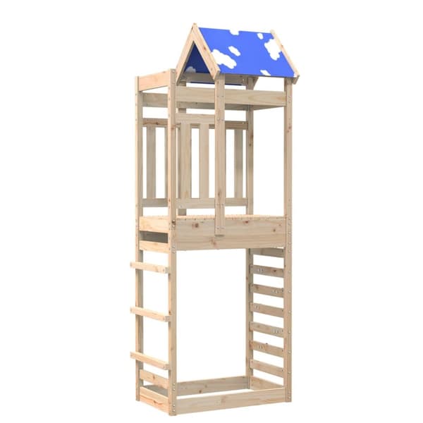 vidaXL legetårn med klatrevæg 85x52,5x239 cm massivt fyrretræ -  Legehuse