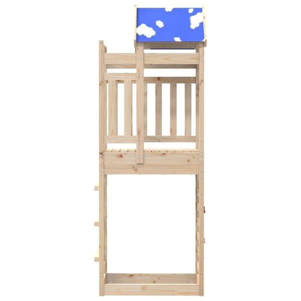 vidaXL legetårn med klatrevæg 85x52,5x239 cm massivt fyrretræ -  Legehuse