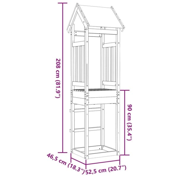 vidaXL Leikkitorni 52,5x46,5x208 cm täysi mänty -  Leikkimökit