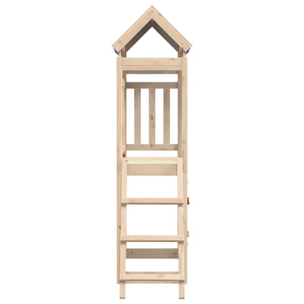 vidaXL legetårn med klatrevæg 110,5x52,5x215 cm massivt fyrretræ -  Legehuse
