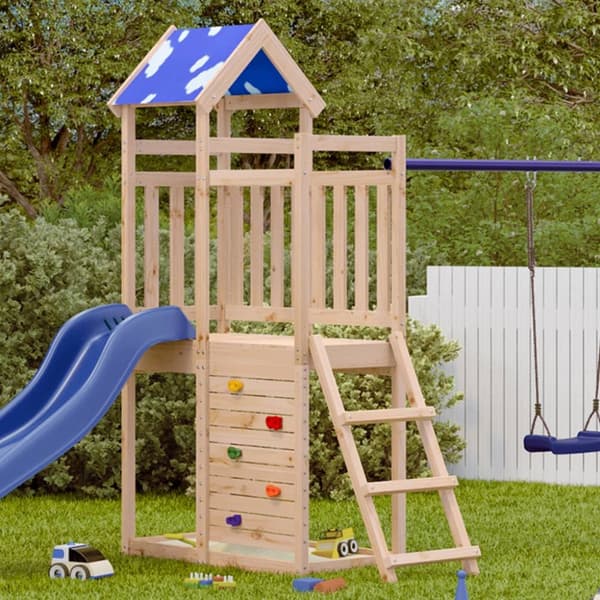 vidaXL Leikkitorni kiipeilykiviseinällä 110,5x52,5x215 cm täysi mänty -  Leikkimökit