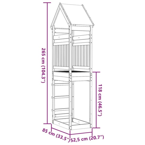 The Living Store legetårn 85x52,5x265 cm massivt fyrretræ -  Legehuse