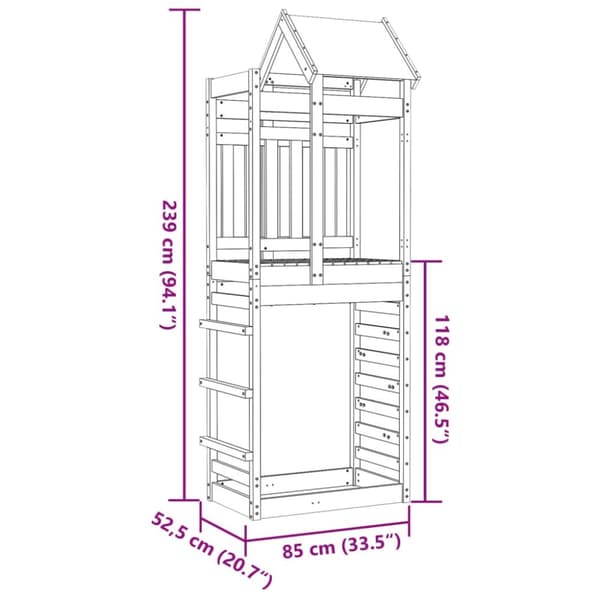 The Living Store legetårn med klatrevæg 85x52,5x239 cm massivt fyrretræ -  Legehuse