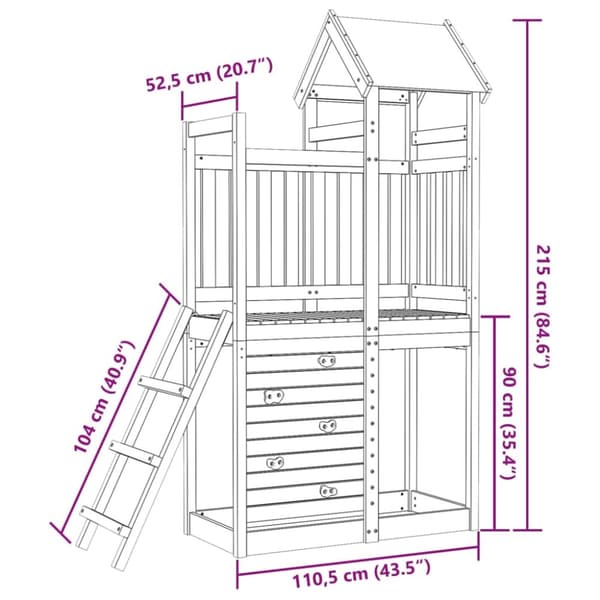 The Living Store Lektorn med klättervägg 110,5x52,5x215cm massiv furu -  Lekstugor