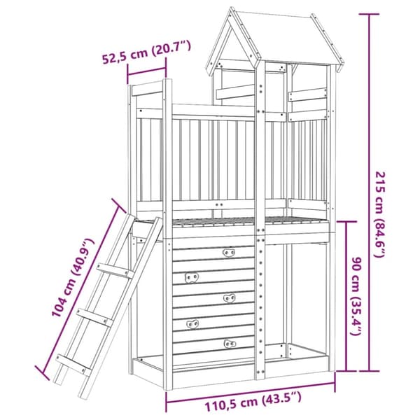 The Living Store Lektorn med klättervägg 110,5x52,5x215cm impregnerad furu -  Lekstugor