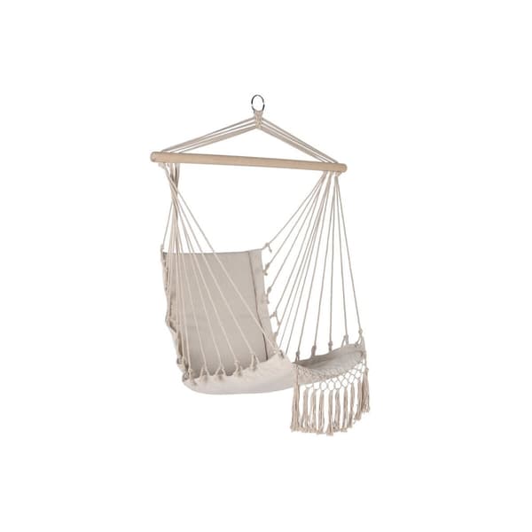 Puutarhatuoli Home ESPRIT Hvit Naturell Bomull Tre 90 x 50 x 130 cm