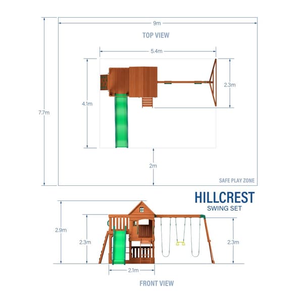 Backyard Discovery Hill Crest lekställning , lekställning barn i trädgården | Gungor, rutschkana, sandlåda, klättervägg | Lekstuga för barn i trä