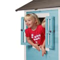 Miniatyrbild 6 av 7: AXI Beach Lodge XL Lekstuga blå med lila rutschkana | Lekstuga på styltor med veranda i FFC-trä | Små lekredskap för trädgården