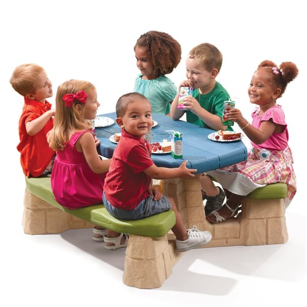 Step2 Aqua Picknickbord för 6 barn med parasoll | Picknickset för barn av plast / plast