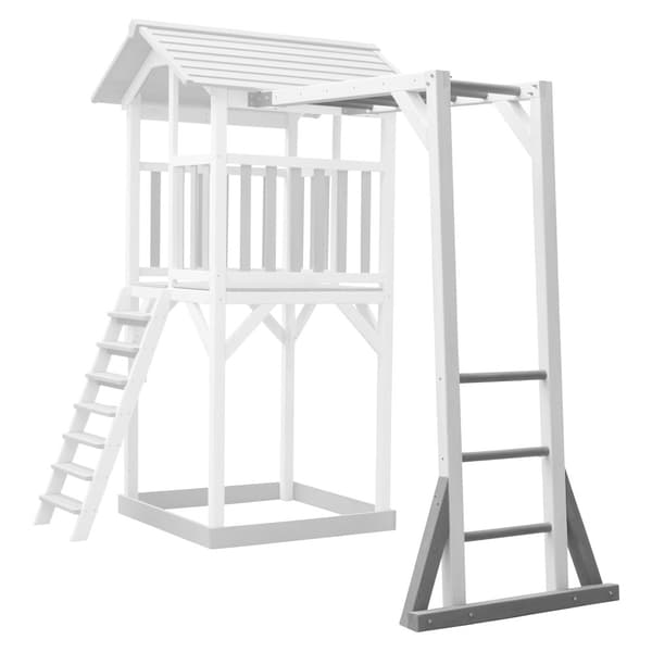 AXI Beach Tower klätterställning i trä i grått och vitt | tilläggsmodul för lekplatsen Beach Tower | klättertillbehör 205,7 cm