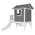 Miniatyrbild 3 av 6: AXI Beach Lodge XL Lekhus Grå med vit rutschkana | Lekhus på styltor med veranda i FFC-trä | Små lekredskap för trädgården