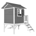 Miniatyrbild 4 av 6: AXI Beach Lodge XL Lekhus Grå med vit rutschkana | Lekhus på styltor med veranda i FFC-trä | Små lekredskap för trädgården