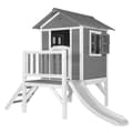 Miniatyrbild 1 av 6: AXI Beach Lodge XL Lekhus Grå med vit rutschkana | Lekhus på styltor med veranda i FFC-trä | Små lekredskap för trädgården