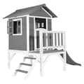 Miniatyrbillede 2 af 6: AXI Beach Lodge XL Lekhus Grå med grå rutschkana | Lekhus på styltor med veranda i FFC-trä | Små lekredskaber til haven