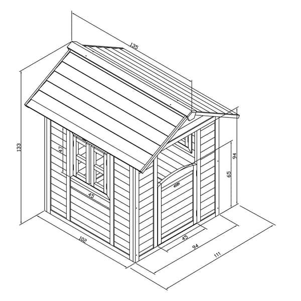 AXI Beach Lodge Lekhus Grått | Lekhus av FFC-trä för trädgården | 135 x 111 x 133 cm