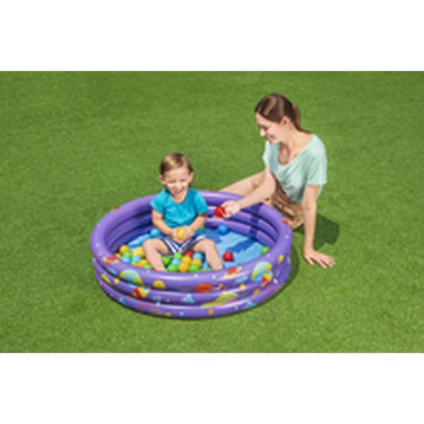 Bestway Uppblåsbar Barnpool 3 Ringar med Bollar 102x25 cm +2 År Inomhus och Trädgård 52466
