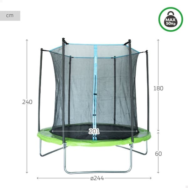 Juniortrampolin med sikkerhedsnet Aktive 244 x 239 x 244 cm Ø 244 cm