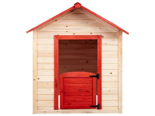 Lekehus til hagen Lyst tre 131 x 138 x 111 cm Rødt tak Lekestue for barn