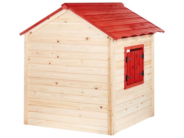 Lekehus til hagen Lyst tre 131 x 138 x 111 cm Rødt tak Lekestue for barn