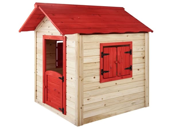 Lekehus til hagen Lyst tre 131 x 138 x 111 cm Rødt tak Lekestue for barn