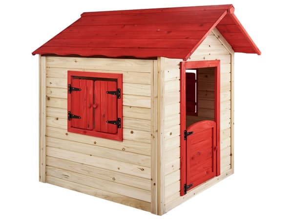 Lekehus til hagen Lyst tre 131 x 138 x 111 cm Rødt tak Lekestue for barn