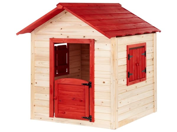 Lekehus til hagen Lyst tre 131 x 138 x 111 cm Rødt tak Lekestue for barn