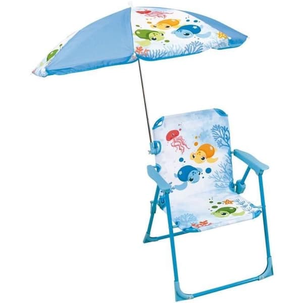 Trädgårdsmöbler - FUN HOUSE - Stol Min Lilla Skal Sköldpadda H.53 x L.38,5 x P.37,5 cm med parasoll 65 cm - För barn!